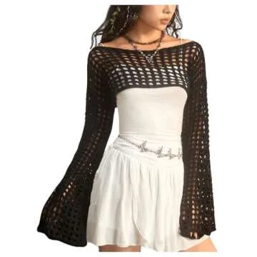 SHENHE Women's Hollow Out Crochet Sweater Top - Chic Cover-Up