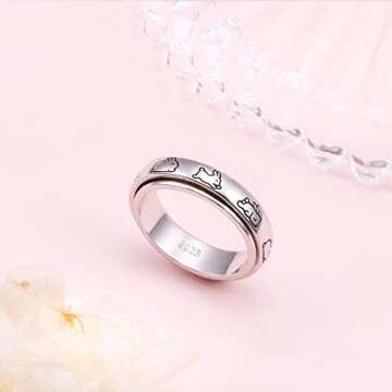 Sterling Silver Bunny Spinner Ring for Anxiety Relief