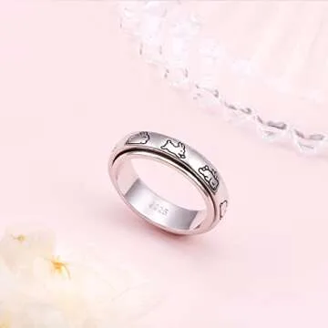Sterling Silver Bunny Spinner Ring for Anxiety Relief