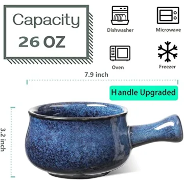 Vicrays French Onion Soup Bowls with Handles - Set of 4