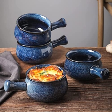 Vicrays French Onion Soup Bowls with Handles - Set of 4