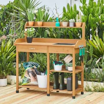 Yaheetech Potting Bench with Sink for Gardening