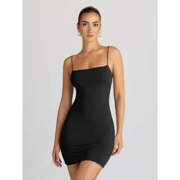 LILLUSORY Sundress Short Sun Dresses Bodycon Summer Dress for Women 2024 Spaghetti Strap Backless Short Tight Party Club Dress Black