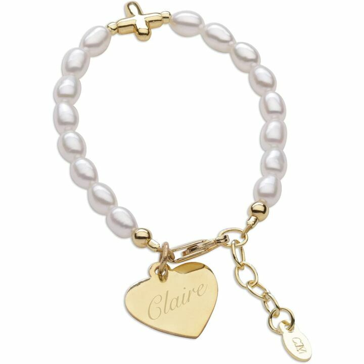 Gold-Plated Cross Bracelet for Girls - Custom Gift