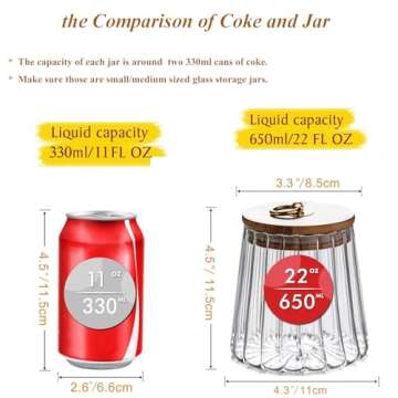 Viovian Glass Storage Coffee Container 650ml(22 FL OZ) Glass Coffee Nuts Canister Glass Jar with Lid...