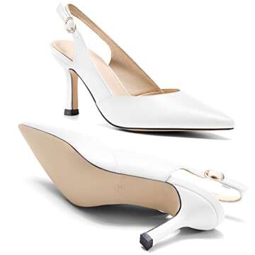 Rilista Women's Slingback Kitten Heels Closed Pointed Toe Backless Wedding Party Dress Pumps Shoes