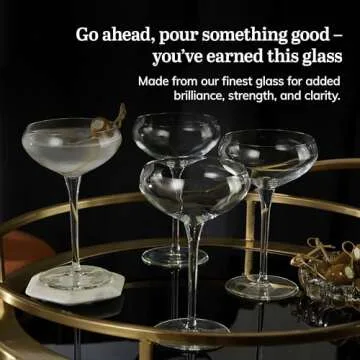 Libbey Signature Kentfield Coupe Cocktail Glasses Set of 4, Coupe Bowl Stemmed Cocktail Glasses, Dishwasher Safe Champagne Coupe Glasses Gift Set