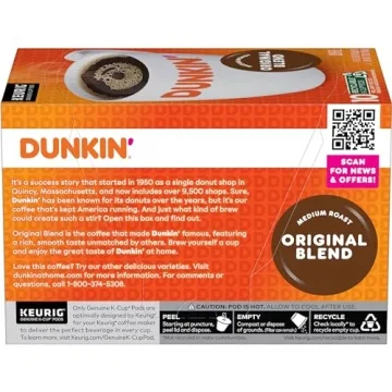 Dunkin' Original Blend Medium Roast Coffee K-Cups 60