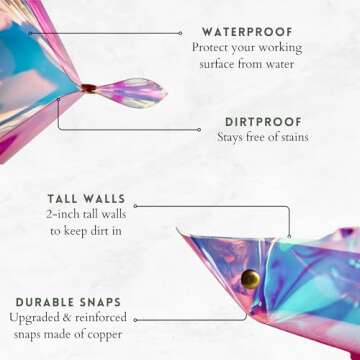 Plant Repotting Mat for Indoor Gardening, Iridescent Holographic Roll Out Potting Tarp Tray | Gifts for Plant Lovers Women 23.5” x 16.5” (Pink)