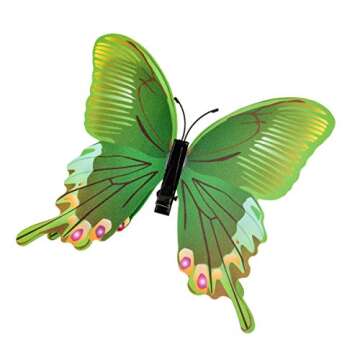 DreamLily 12 Pieces Butterfly Hair Clips for Halloween Costume Colorful 3D Butterfly Metal Barrettes Photo Props Party Favors BTY01 (Green)