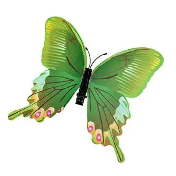 DreamLily 12 Pieces Butterfly Hair Clips for Halloween Costume Colorful 3D Butterfly Metal Barrettes Photo Props Party Favors BTY01 (Green)