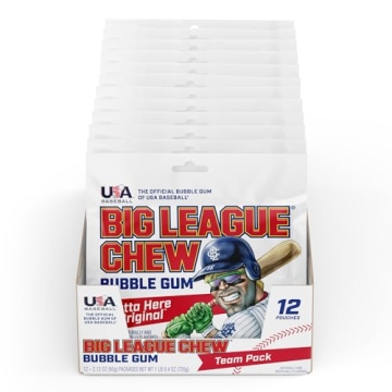 Big League Chew Outta Here Original Bubble Gum | Classic Flavor for Games and Parties | Pack of 12 B...