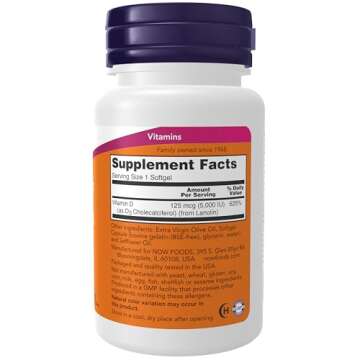 NOW Foods Vitamin D-3 5,000 IU Softgels - High Potency