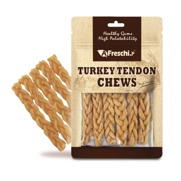 Afreschi Turkey Tendon Braids for Dogs - Natural Chewy Treats, USA-Sourced