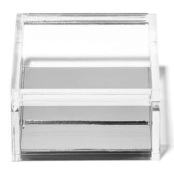 OfficeGoods Elegant Acrylic Desk Organizer with Silver Base - Multi-Purpose Box for Home or Office