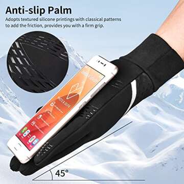 OOPOR Winter Warm Running Sports Gloves - Cold Weather Ski Outdoor Thermal Bike Black Mittens for Man Woman S