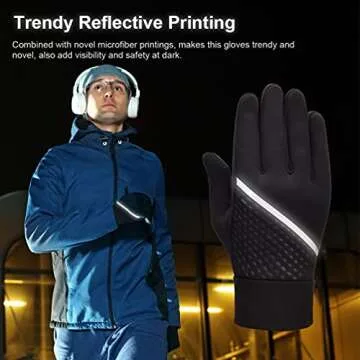 OOPOR Winter Warm Running Sports Gloves - Cold Weather Ski Outdoor Thermal Bike Black Mittens for Man Woman S