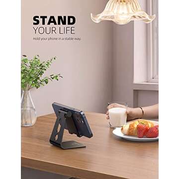 Lamicall Adjustable Cell Phone Stand, Desk Phone Holder, Cradle, Dock, Compatible with iPhone 16, 15...