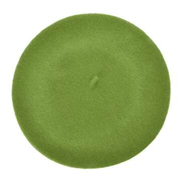 Wool Beret Hat Classic Solid Color French Beret for Women (Army Green)