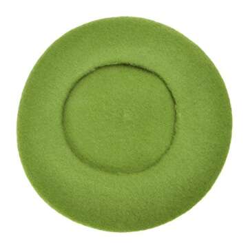 Wool Beret Hat Classic Solid Color French Beret for Women (Army Green)