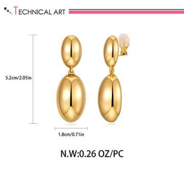 Elegant LILIE&WHITE Gold Clip On Earrings for Women