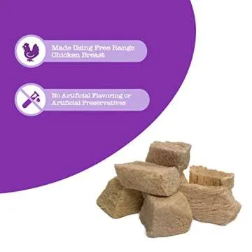 Freeze Dried Chicken Treats for Dogs & Cats - Raw Human Grade & Free Range Chicken Breast - Healthy Dog & Cat Training Snacks + Topper for Wet & Dry Food - Rich Source of Protein & Amino Acids 4.9 oz