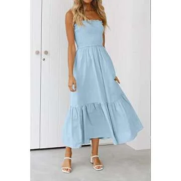 ZESICA Women's Beach Maxi Dress - Summer Floral & Solid Colors