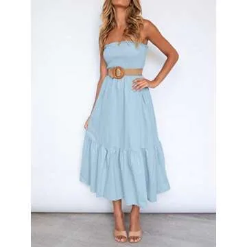 ZESICA Summer Strapless Dress for Effortless Style