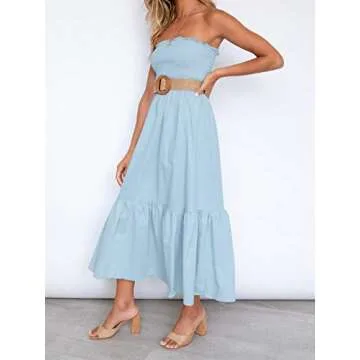 ZESICA Summer Strapless Dress for Effortless Style