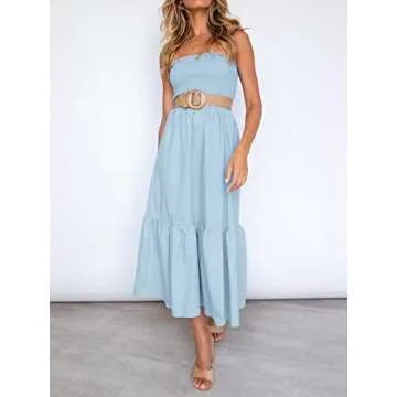 ZESICA Summer Strapless Dress for Effortless Style
