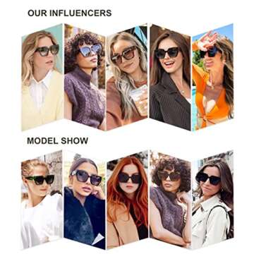 SOJOS Trendy Oversized Polarized Sunglasses Womens Big Square Cateye Sunnies, Lentes de sol para mujer SJ2205, Caramel Brown/Brown