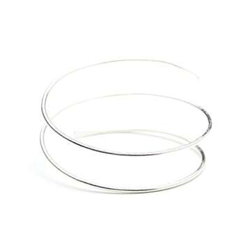 OCTCHOCO Minimalist Silver Metal Coil Upper Arm Cuff Open Arm Bracelet Armlet Armband Bangle for Women Dia 3.7" (Silver)