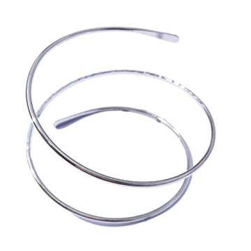 OCTCHOCO Minimalist Silver Metal Coil Upper Arm Cuff Open Arm Bracelet Armlet Armband Bangle for Women Dia 3.7" (Silver)