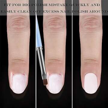 JASSINS Nail Art Clean Up Brushes, 3 Pcs Flat/Oval/Fine Angled Gel Nail Brushes,For Nail Art Design ...
