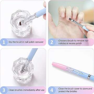 JASSINS Nail Art Clean Up Brushes, 3 Pcs Flat/Oval/Fine Angled Gel Nail Brushes,For Nail Art Design Painting DIY and Cleaning Polish Mistake on the Cuticles (Color)