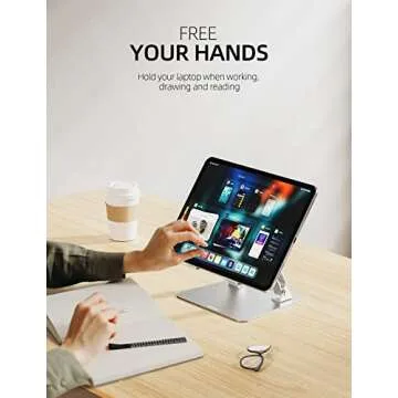 Nulaxy Fully Adjustable Laptop Stand for Desk, Dual Foldable Aluminum Computer Riser with Heat-Vent, Ergonomic Notebook Holder Portable Office Accessories Compatible with All 10-17" Laptops, Silver