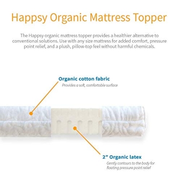 Happsy Organic Latex Queen Mattress Topper for Better Sleep