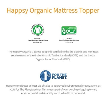 Happsy Organic Latex Queen Mattress Topper for Better Sleep
