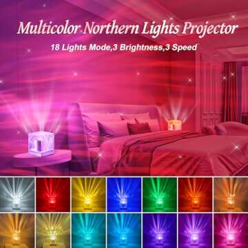 Mubarek Northern Lights Projector, 18 Colors Lighting Galaxy Projector Ceiling Projector, Remote Amb...