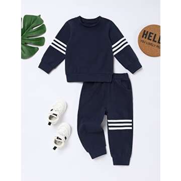 oklady Toddler Boy Clothes Stripe Long Sleeve T-Shirt Tops Sweatsuit Pants Sets Fall Winter Baby Boy...