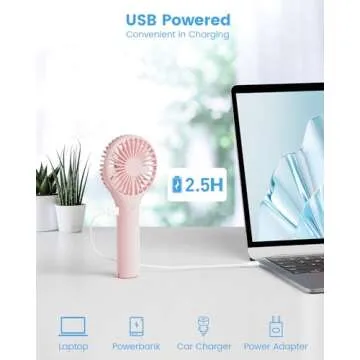 Edvision Handheld Fan, Portable Fan Mini Fan Powerful Hand Fan with 3 Speeds, USB Rechargeable Personal Fan, Makeup Lash Fan for Stylish Girls, Cute Small Pocket Fan for Travel/Outdoor/Home, Pink