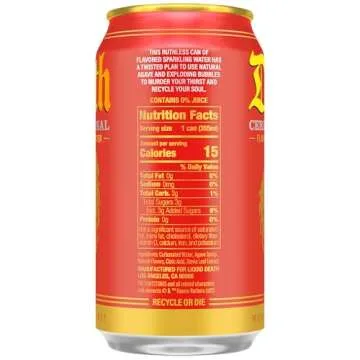 Liquid Death, Cereal Criminal, Fruity Pebbles-Flavored Sparkling Water, 12-Pack (12oz Cans), Low Calorie & No Artificial Sweeteners