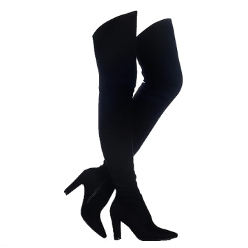 Stylish Women's Stretch Suede Over The Knee Boots with Chunky Heel