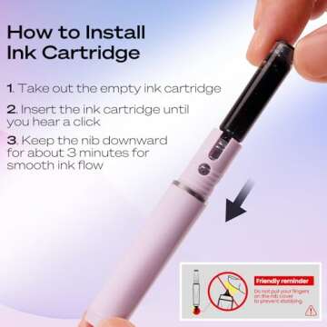 WRITECH Fountain Pen Fine Nib: Retractable Black Ink Pens Set Includes 5 Ink Cartridges Smooth Writi...