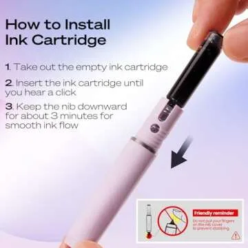 WRITECH Fountain Pen Fine Nib: Retractable Black Ink Pens Set Includes 5 Ink Cartridges Smooth Writi...