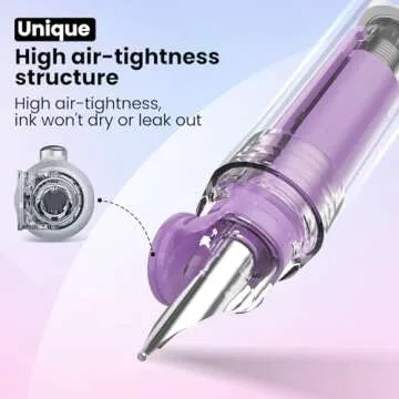 WRITECH Fountain Pen Fine Nib: Retractable Black Ink Pens Set Includes 5 Ink Cartridges Smooth Writing for Calligraphy Sketching Journaling Gift (Purple)