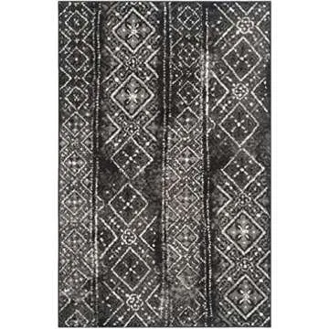 SAFAVIEH Adirondack Collection Area Rug - 6' x 9', Black & Silver, Moroccan Boho Distressed Design, ...