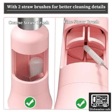 PIUGERU Grape Cutter Tool Grape Slicer Kitchen Gadget Cuts Grape & Tomato & Blueberry into 4 Pieces for Vegetable Fruit Salad Baby Fruit Cutter with 2 Straw Brushes & Two Types of Slicing (Pink)