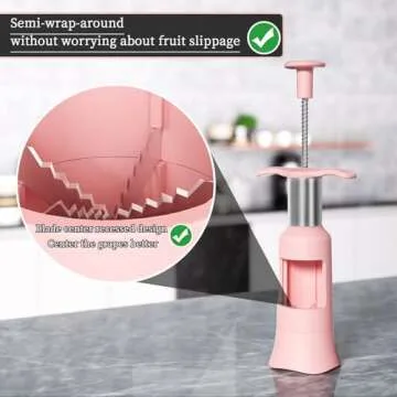 PIUGERU Grape Cutter Tool Grape Slicer Kitchen Gadget Cuts Grape & Tomato & Blueberry into 4 Pieces for Vegetable Fruit Salad Baby Fruit Cutter with 2 Straw Brushes & Two Types of Slicing (Pink)