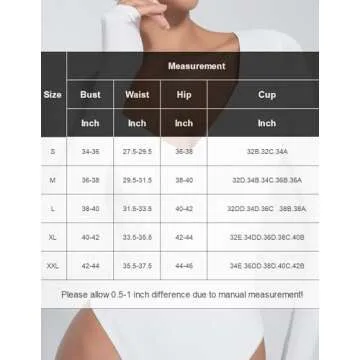 Avidlove Womens Bodysuit White Thong Bodysuits V Neck Double Lined tummy control shapewear （White S）